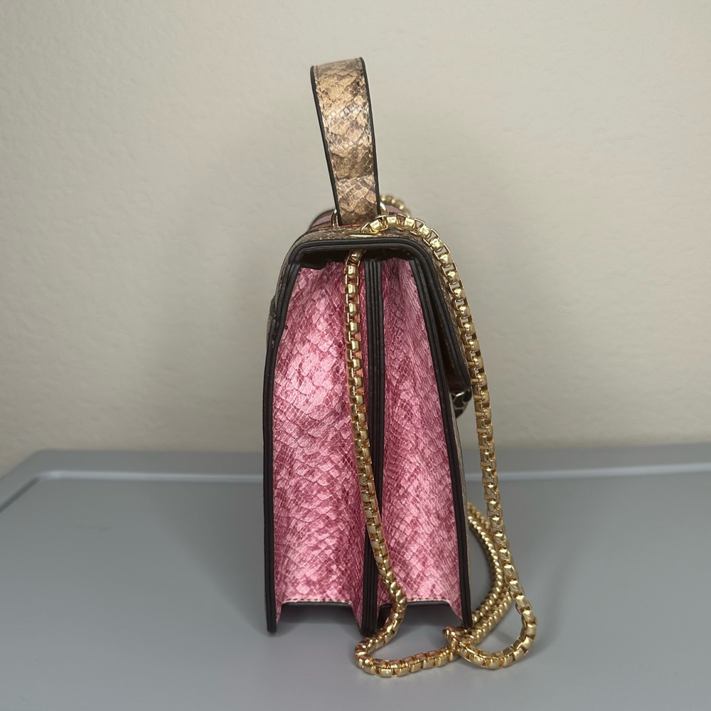 Three Tone Snake Pattern Purse (Orange, Brown, Pink) - Picture 3 of 6